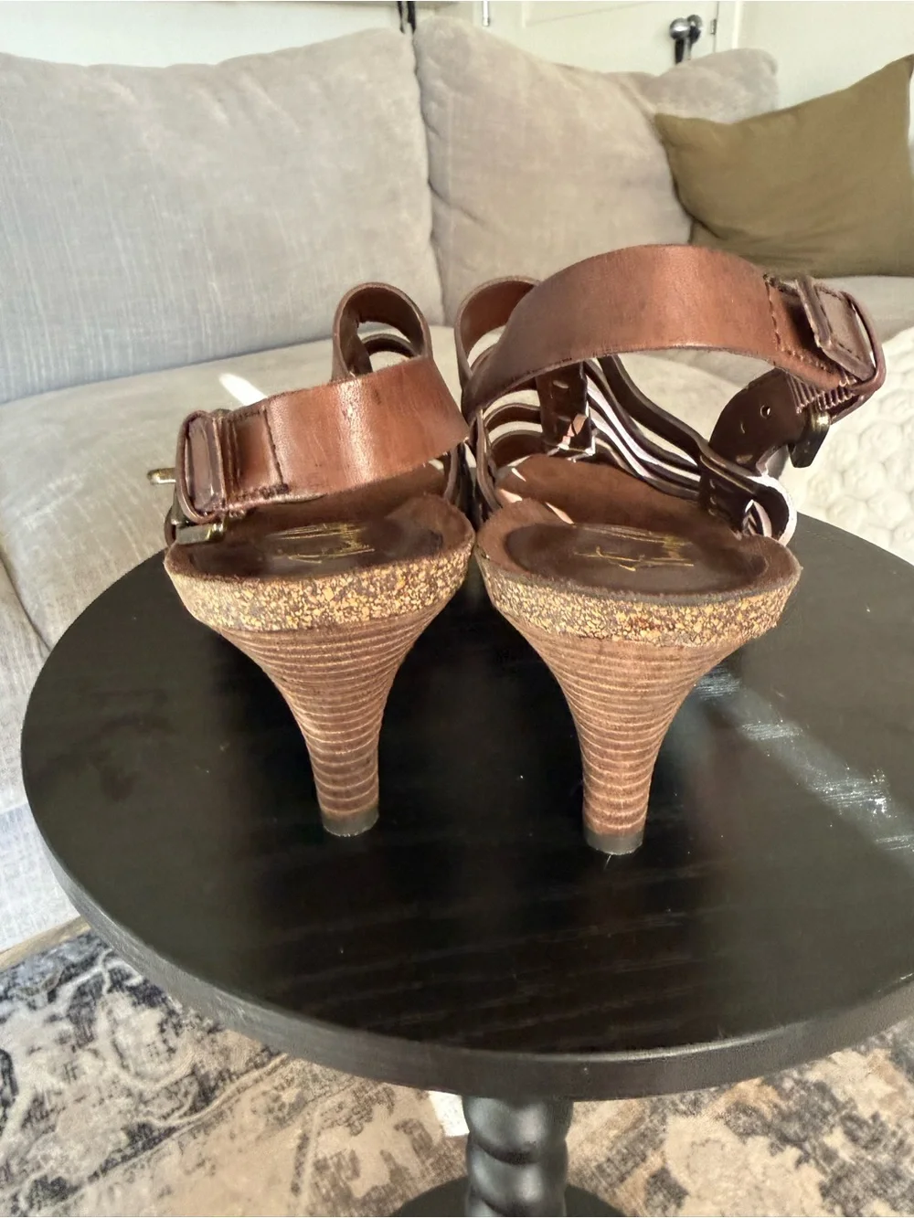 Franco Sarto Artists Collection Dark Brown Leather Strappy Sandals SZ 8.5